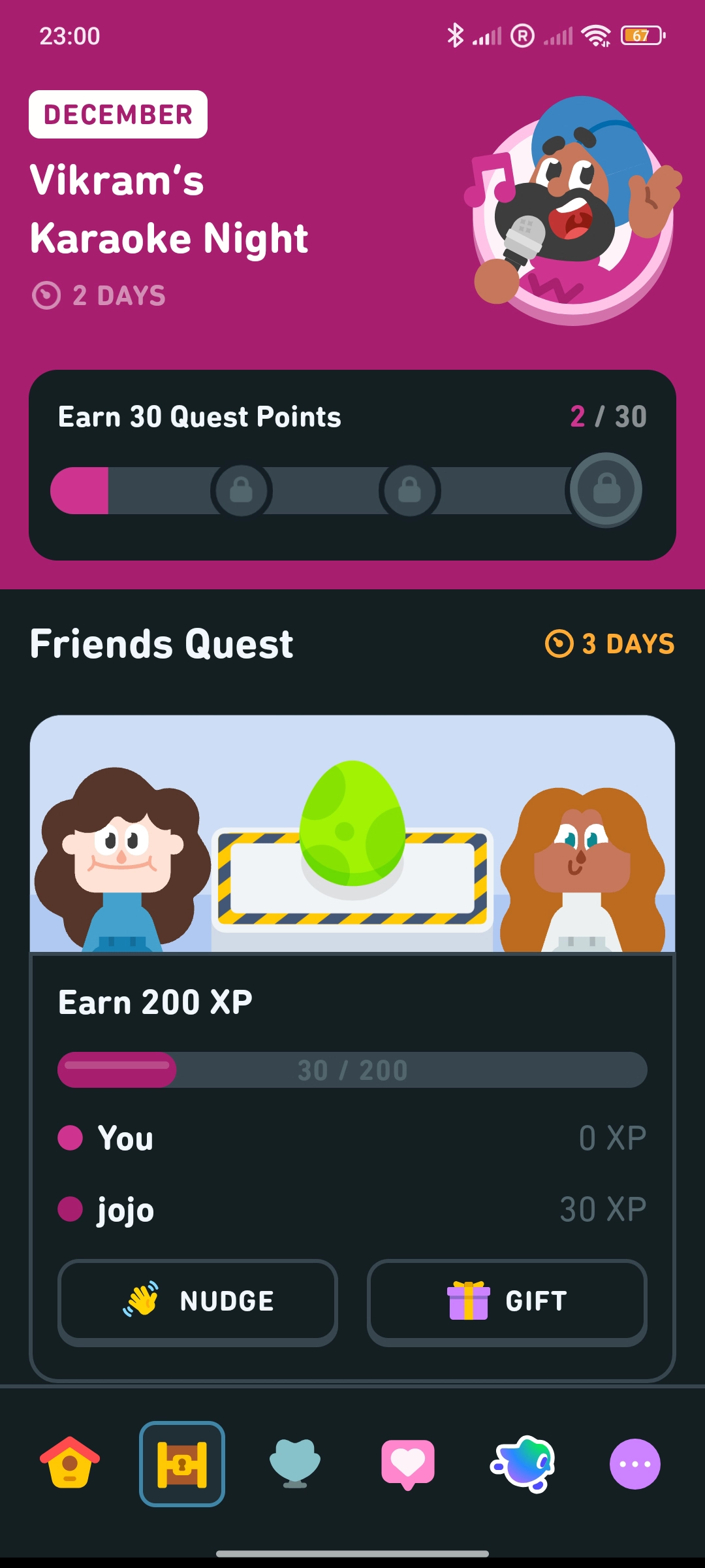 Duolingo Interface Schatz